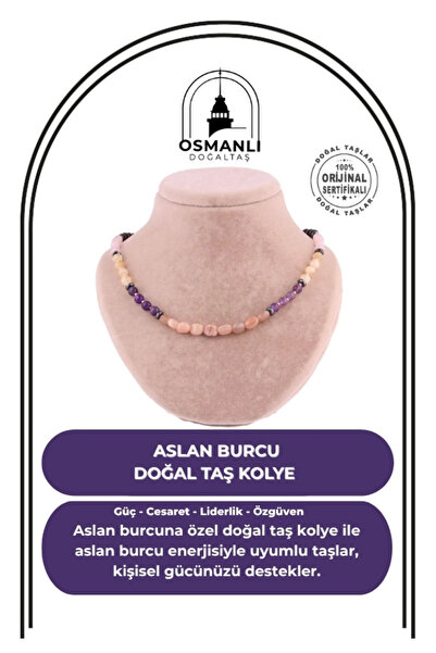 OSMANLI DOĞAL TAŞ Sertifikalı Aslan Burcu Doğal Taş Kolye M042
