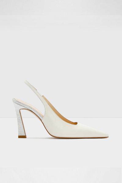 Aldo Veroni-Tr - Genuine Leather Open Back White Women's Heeled Shoes