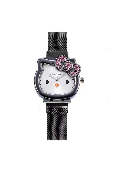 Choice Black Kawaii Hello Kitty Watch Metal Vintage Diamond Bow Ladies Watch Kawaii Girl Birthday Cartoon A