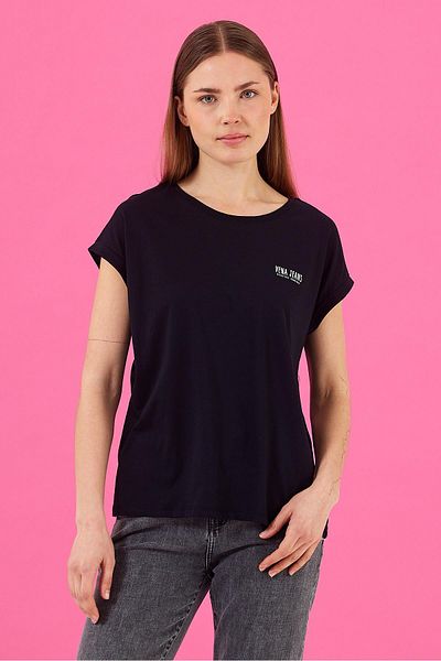 VENA Tricou Cindy Black Vena Logo de damă