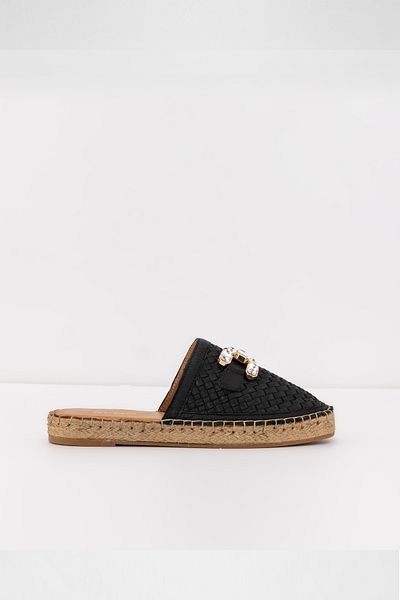 Aldo Lima-Tr-Genuine Leather Black Women's Espadrille Slippers