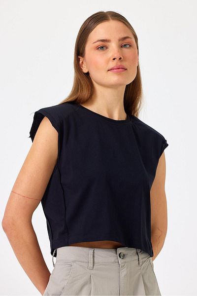 VENA Tricou pentru femei Lisa Black Crop Căptușit