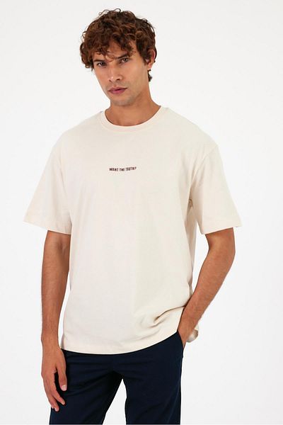 VENA Truth Natural Ανδρικό Μπλουζάκι Oversize - Πίσω Με Στάμπα