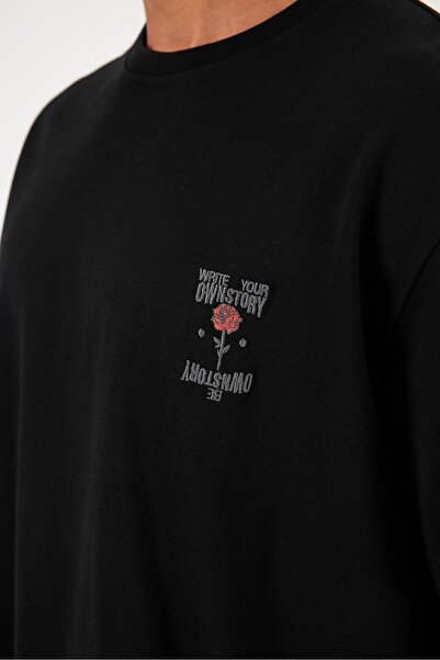 VENA Μαύρο ανδρικό μπλουζάκι με κέντημα Arma