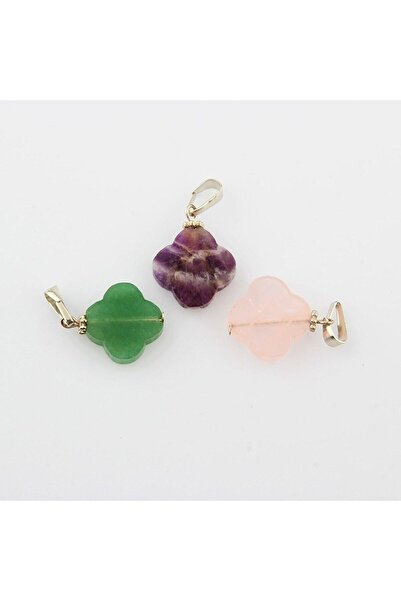 OSMANLI DOĞAL TAŞ Sertifikalı Üçlü Doğal Taş Yonca Kolye Ucu-gümüş Zincirle Birlikte M335