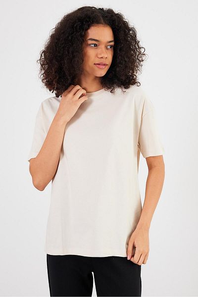 VENA Tricou de damă oversize, natural, cu croială confortabilă