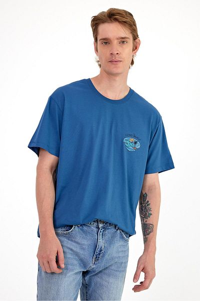 VENA Ανδρικό μπλουζάκι με στάμπα Navy Crew Neck Regular Fit