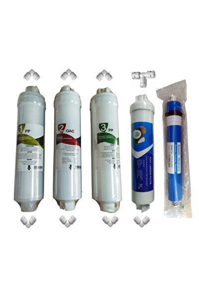 alkalinees Su Arıtma Cihazı Filtresi 5 Li Set - Inline Quick 5 Aşama Filtre T...