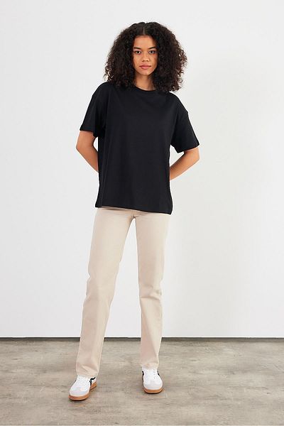 VENA Tricou oversize, negru, confortabil, pentru femei