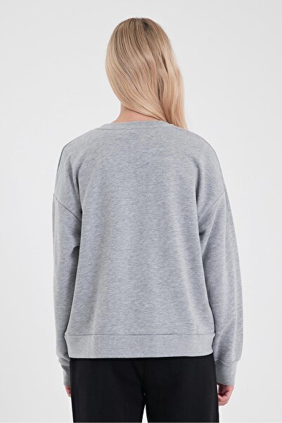 VENA Kadın Rhona Gri Melanj Bisiklet Yaka Regular Fit 3 İplik Sweatshirt
