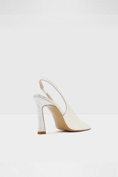 Aldo Veroni-Tr - Genuine Leather Open Back White Women's Heeled Shoes
