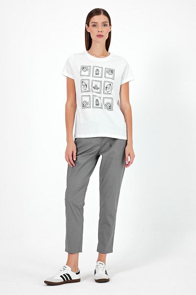 VENA Tricou de damă cu imprimeu fluture alb - decolteu, cu croiala normală