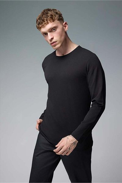 VENA Ανδρικό μακρυμάνικο μπλουζάκι Nick Black Crew Neck Slim Fit