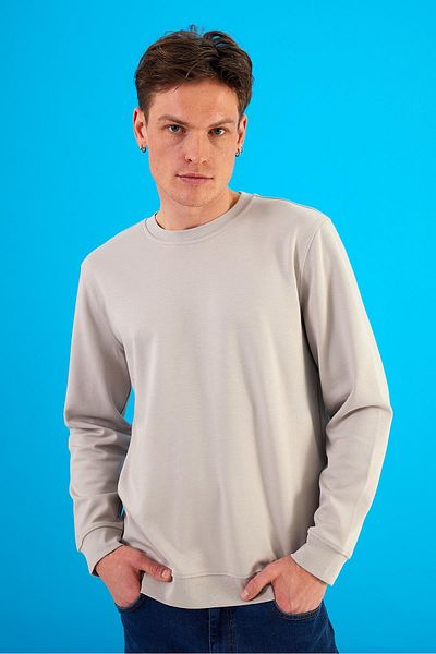 VENA Ανδρικό γκρι φούτερ με λαιμόκοψη - Regular Fit Basic Style