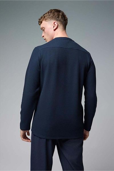 VENA Ανδρικό φούτερ με λαιμόκοψη Navy Blue Regular Fit με υφή βάφλα