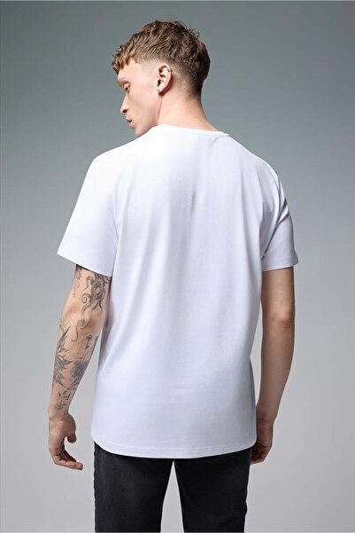 VENA Ανδρικό μπλουζάκι Ken White Crew Neck Regular Fit Basic - 29716-022