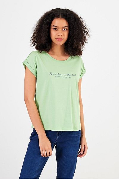 VENA Women's Shine Çağla Crew Neck Printed Regular Fit T-Shirt