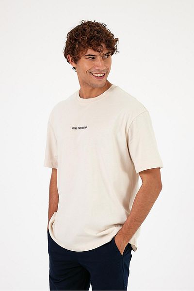 VENA Truth Natural Ανδρικό Μπλουζάκι Oversize - Πίσω Με Στάμπα
