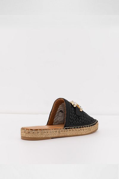 Aldo Lima-Tr-Genuine Leather Black Women's Espadrille Slippers
