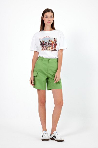 VENA Helen Çağla Women's Gabardine Bermuda Shorts - with Cargo Pocket and Pockets