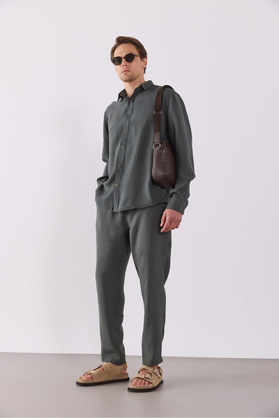 VENA Erkek Beli Lastikli Pantolon(CUPRO) - HAKİ