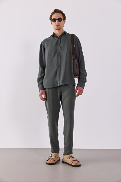 VENA Erkek Beli Lastikli Pantolon(CUPRO) - HAKİ