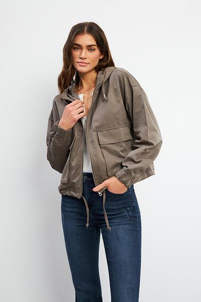 VENA Women's Meggy Khaki Hooded Windbreaker Jacket - 8788g-030