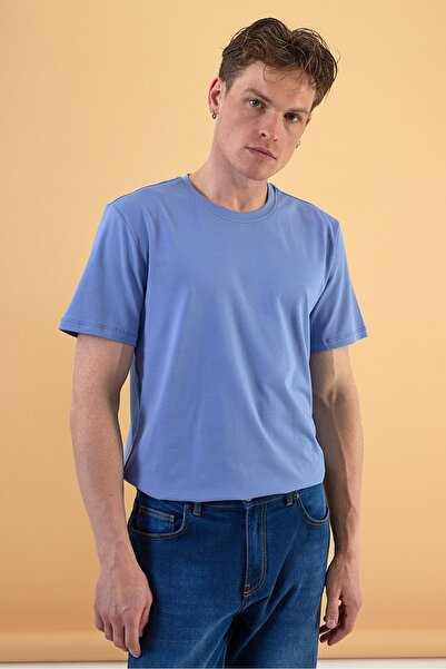 VENA Ανδρικό μπλουζάκι με λαιμόκοψη με κανονική εφαρμογή Sky Blue