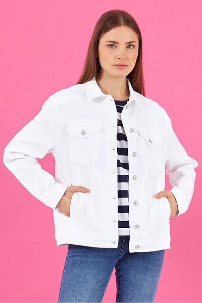 VENA Γυναικείο τζιν μπουφάν White Maya Color