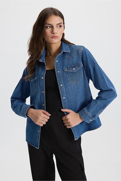 VENA Cămașă de damă Sydney, albastru închis, slim fit