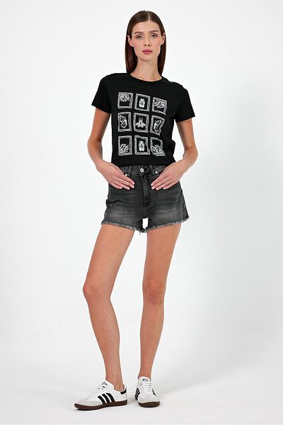 VENA Elina Women's Black Jean Shorts