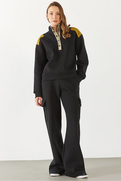 VENA Γυναικείο παντελόνι Cargo Pocket Straight Leg Jogging - ΜΑΥΡΟ
