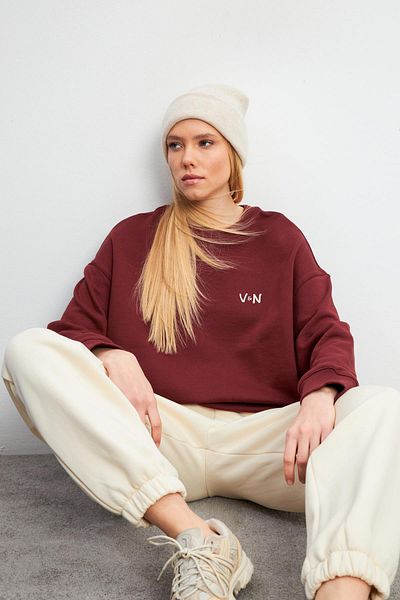 VENA Women's Elastic Waist Bone Oversize Jogging Pants