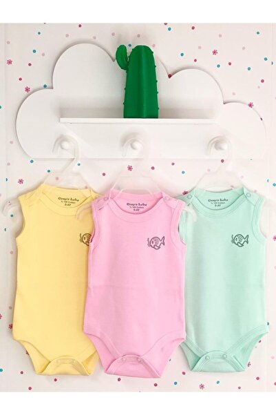 CEMRE BEBE 3 Pieces Monthly and Year Old Cotton Snap-On Bodysuit for Girls and Boys Baby Snap-On Bodysuit