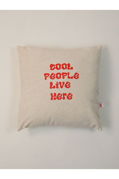Galia Tasarım Cool People Live Here Λινό Κάλυμμα Ριχτάρι 45x45 εκ