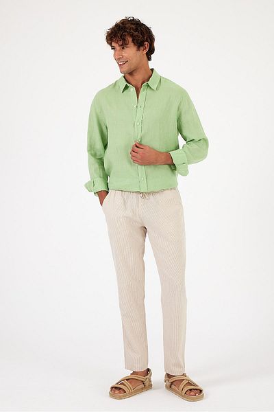 VENA Ανδρικό λινό πουκάμισο Nicolas Water Green - Regular Fit