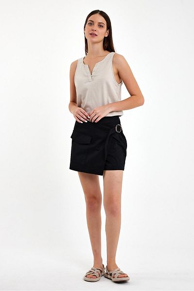 VENA Fusta cu pantaloni scurți pentru femei Sienna Gabardine Negru Slim Fit