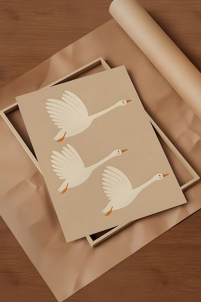 Home Duck Family Scandinavian Διακόσμηση Παιδικού Δωματίου, Διακόσμηση Παιδικού Δωματίου Bohemian χωρίς πλαίσιο