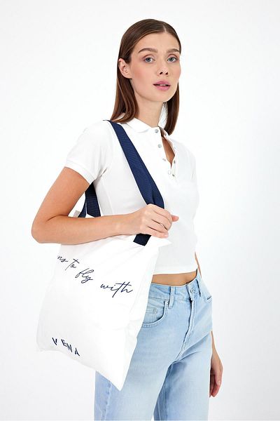 VENA Unisex Vena Text Printed Ivory Bag