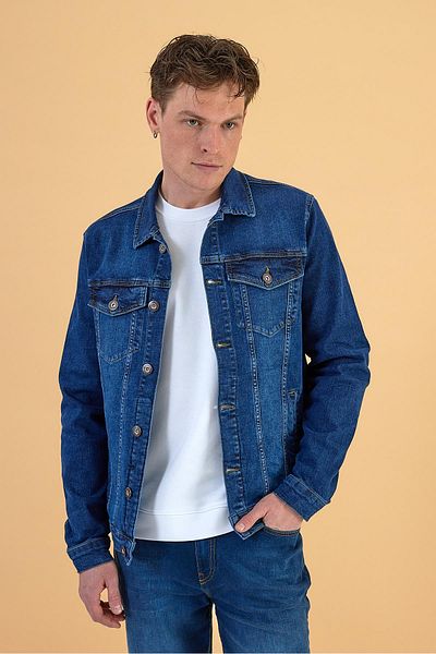 VENA Ανδρικό τζιν μπουφάν Antonio Dark Blue Slim Fit