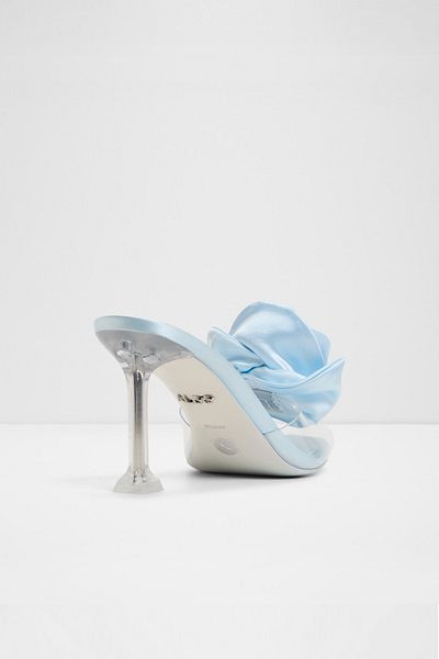 Aldo Cinderellamule - Papuci de damă din piele artificială albastru deschis cu toc