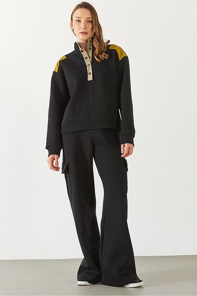 VENA Γυναικείο παντελόνι Cargo Pocket Straight Leg Jogging - ΜΑΥΡΟ