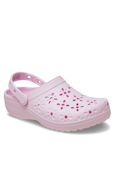 Crocs Pink Classic Floral Cut Out Clog Women's Slippers