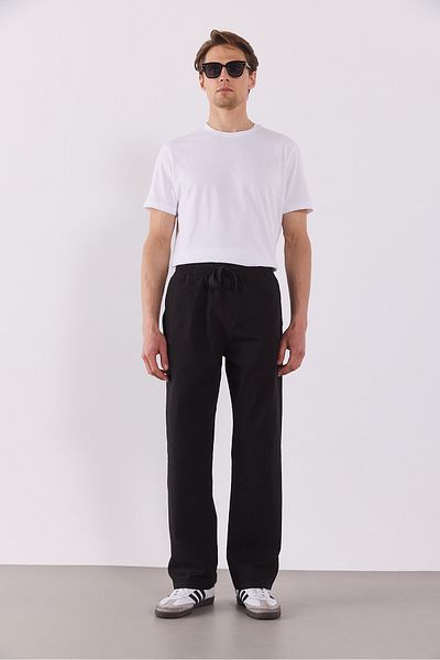 VENA Steve Baggy Fit Elastic Waist Παντελόνι - ΜΑΥΡΟ
