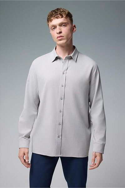 VENA Ανδρικό πουκάμισο Nicolas Grey Regular Fit Gabardine