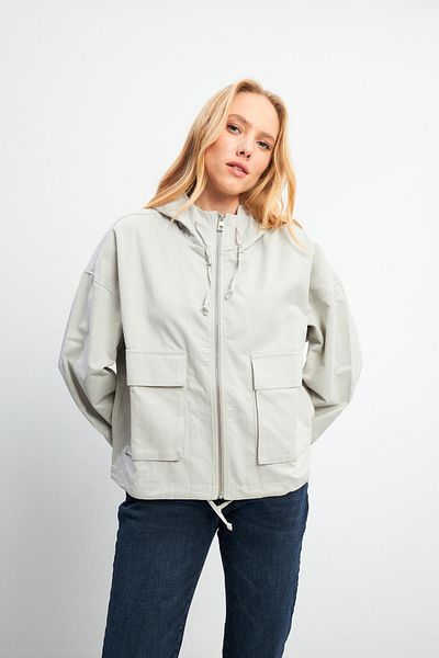 VENA Jachetă de vânt cu glugă Meggy Ice Grey pentru femei - 8788g-422