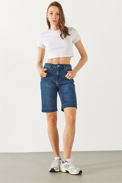 VENA Pantaloni scurți de jeans Gabriel Dark Blue Regular Fit - ALBASTRU ÎNCHIS
