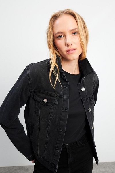 VENA Дамско дънково яке Ally Black Slim Fit