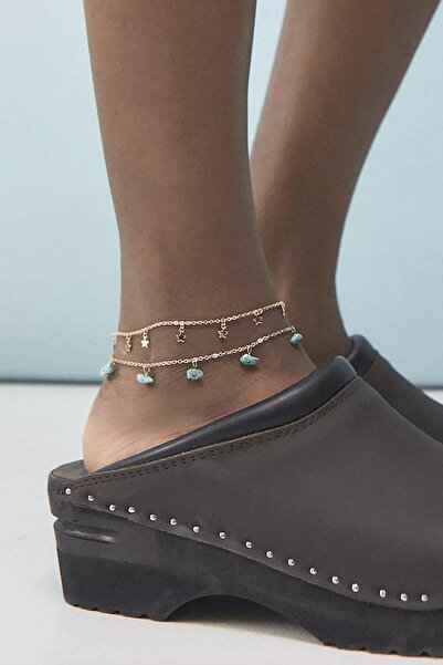 New Obsessions Turkuaz Doğaltaş Ve Yıldız Figürlü Halhal Kombini- 2 Ayrıkı Zincir