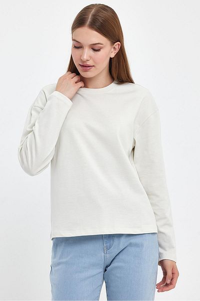 VENA Tricou cu mânecă lungă Ashley Crew - Gri argintiu